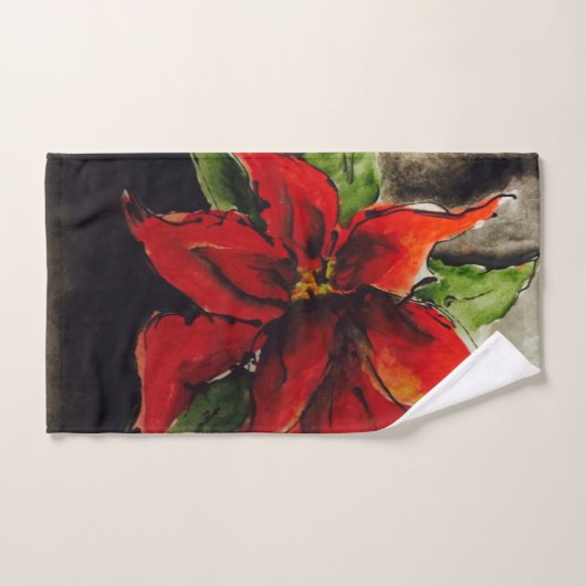 Kerstpoinsettia Handdoek (Handdoek)