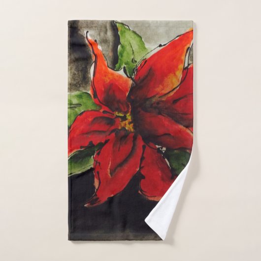 Kerstpoinsettia Handdoek (Handdoek)