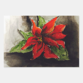 Kerstpoinsettia Inpakpapier Vel