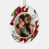 Kerstpoinsettia Joyeux Noël Foto Keramisch Ornament (Rechts)
