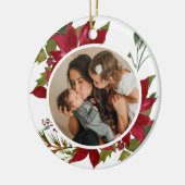 Kerstpoinsettia Joyeux Noël Foto Keramisch Ornament (Links)