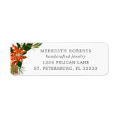 Kerstpoinsettia Jwelry Design Return Address Etiket (Voorkant)