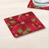 Kerstpoinsettia Kartonnen Onderzetters (Schuin)