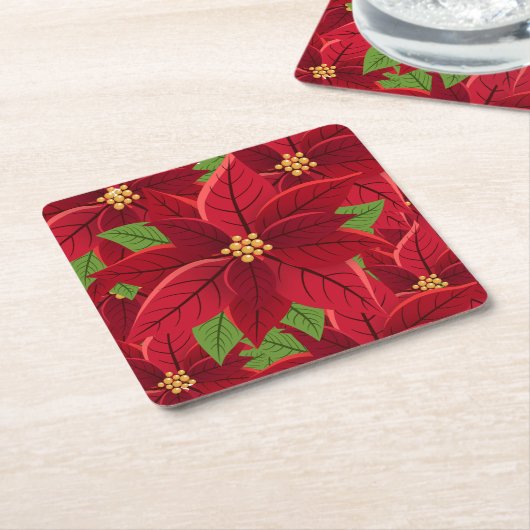 Kerstpoinsettia Kartonnen Onderzetters (Schuin)
