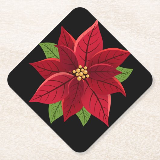 Kerstpoinsettia Kartonnen Onderzetters (Voorkant)