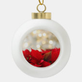 Kerstpoinsettia Keramische Bal Ornament (Voorkant)