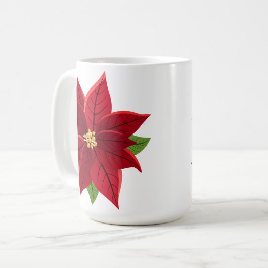Kerstpoinsettia Koffiemok (Voorkant links)