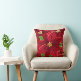 Kerstpoinsettia Kussen