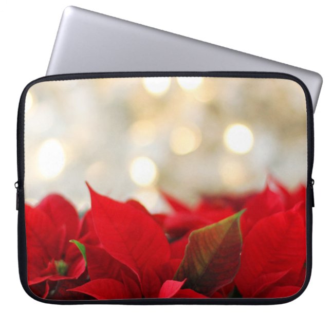 Kerstpoinsettia Laptop Sleeve (Voorkant)