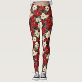 Kerstpoinsettia Leggings (Voorkant)