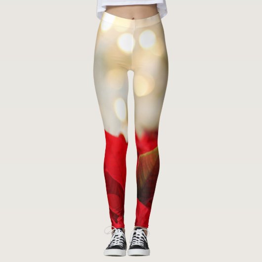 Kerstpoinsettia Leggings (Voorkant)
