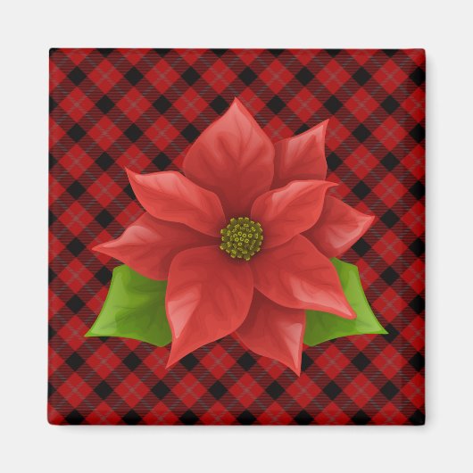 Kerstpoinsettia Magnet (Voorkant)