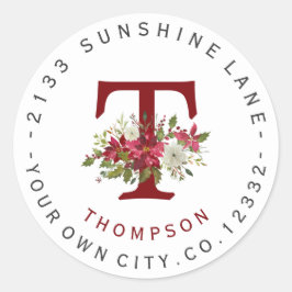 Kerstpoinsettia Monogram - Adres: label