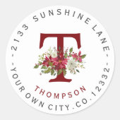 Kerstpoinsettia Monogram - Adres: label (Voorkant)