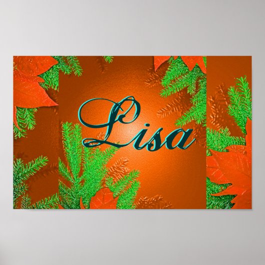 KerstPoinsettia Oranje Delight Lisa II Poster (Voorkant)