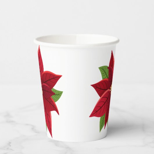 Kerstpoinsettia Papieren Bekers (Links)