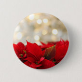 Kerstpoinsettia Ronde Button 5,7 Cm (Voorkant)