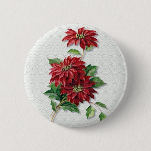 Kerstpoinsettia Ronde Button 5,7 Cm (Voorkant)