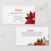 Kerstpoinsettia RSVP Informatiekaartje (Voorkant / Achterkant)