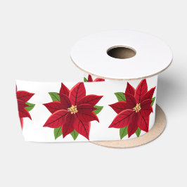 Kerstpoinsettia Satijnen Lint