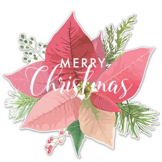 Kerstpoinsettia Sticker (Voorkant)