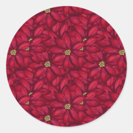 Kerstpoinsettia-Sticker met goud Ronde Sticker