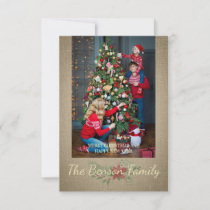 Kerstpoinsettia Textieltextuur voor fotoserie Notitiekaartje