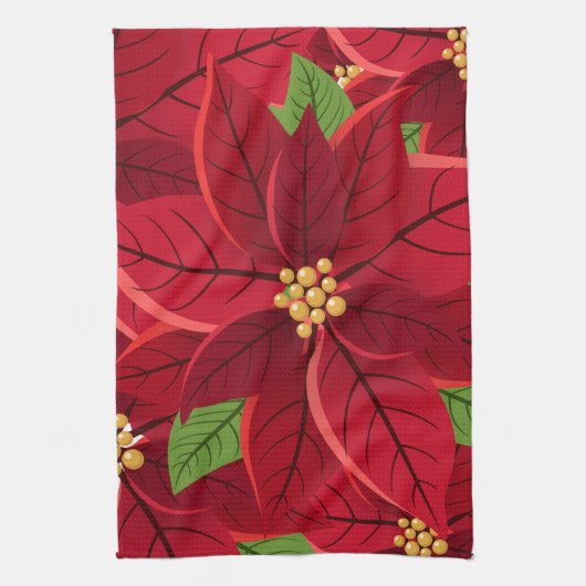 Kerstpoinsettia Theedoek (Verticaal)