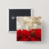 Kerstpoinsettia Vierkante Button 5,1 Cm (Voorkant /achterkant)