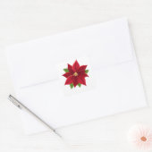 Kerstpoinsettia Vierkante Sticker (Envelop)