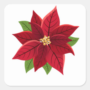 Kerstpoinsettia Vierkante Sticker