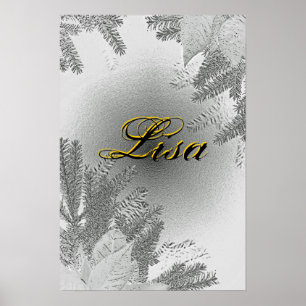 Kerstpoinsettia White en Grey Lisa Poster