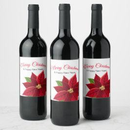 Kerstpoinsettia Wijn Etiket