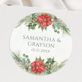 Kerstpoinsettia Winter Botanische Greenery Ronde Sticker