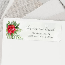 Kerstpoinsettia Winter Floral Greenery Etiket