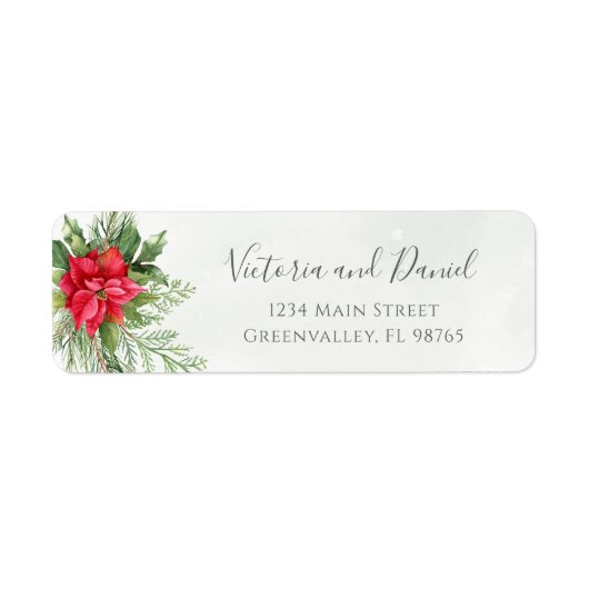 Kerstpoinsettia Winter Floral Greenery Etiket (Voorkant)