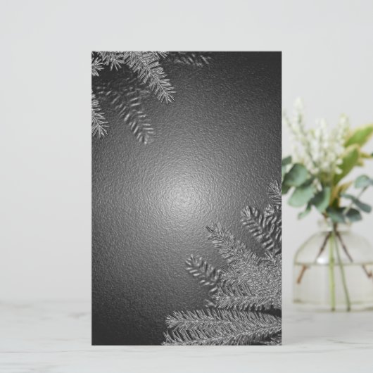 Kerstpoinsettia zwart en grijs briefpapier (Staand voorkant)