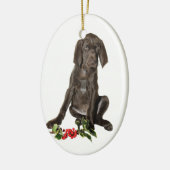 kerstpointer Puppy Keramisch Ornament (Links)