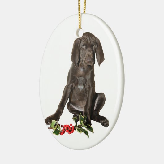 kerstpointer Puppy Keramisch Ornament (Links)