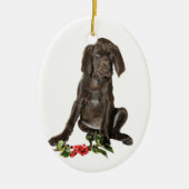 kerstpointer Puppy Keramisch Ornament (Voorkant)