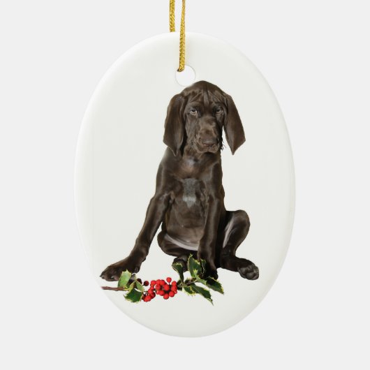 kerstpointer Puppy Keramisch Ornament (Achterkant)