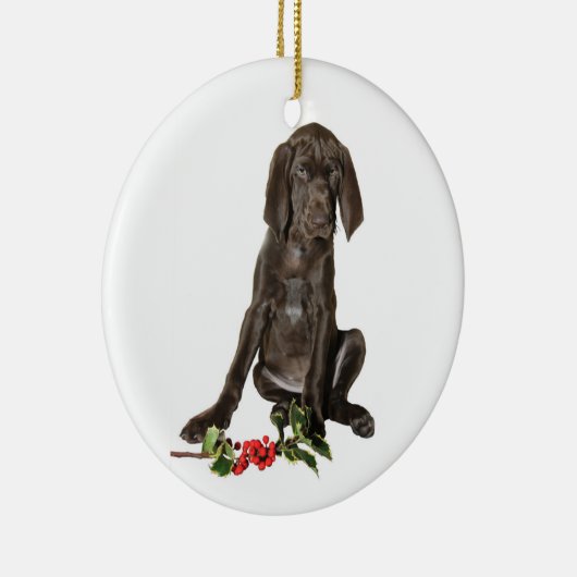kerstpointer Puppy Keramisch Ornament (Rechts)