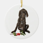 kerstpointer Puppy Keramisch Ornament (Voorkant)