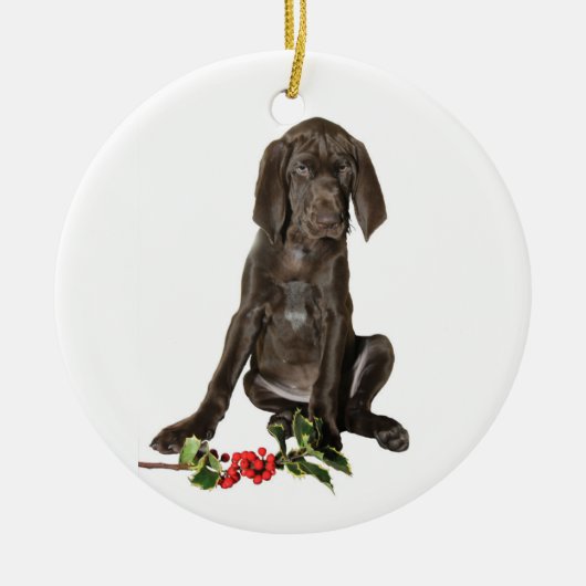 kerstpointer Puppy Keramisch Ornament (Voorkant)