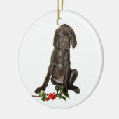 kerstpointer Puppy Keramisch Ornament (Links)