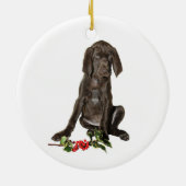 kerstpointer Puppy Keramisch Ornament (Achterkant)
