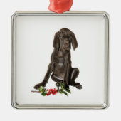 kerstpointer Puppy Metalen Ornament (Voorkant)