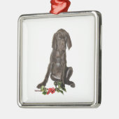 kerstpointer Puppy Metalen Ornament (Links)