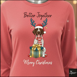 Kerstpointerhond Getekende Cadeau Grafische Tri-Blend Shirt