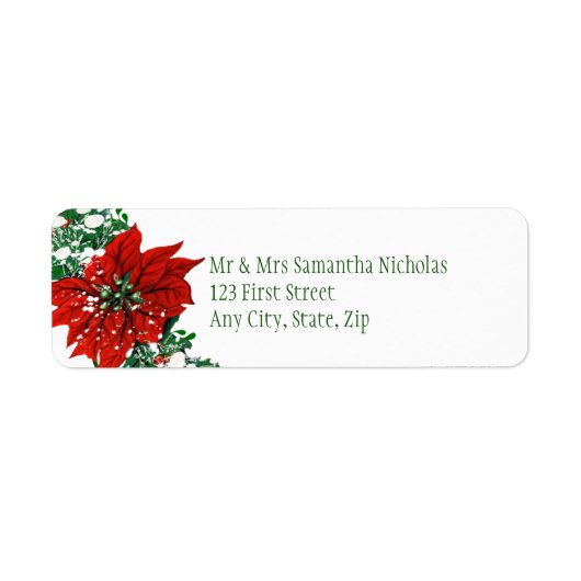 Kerstpointsettia WinterAdresetiketten Etiket (Voorkant)